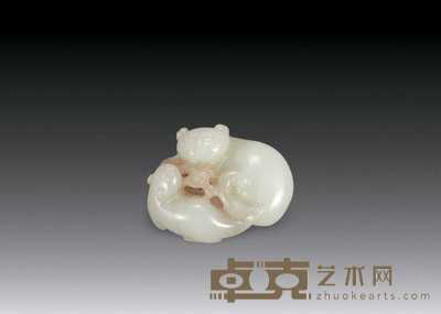 清中期 白玉双欢坠 长3.7cm
